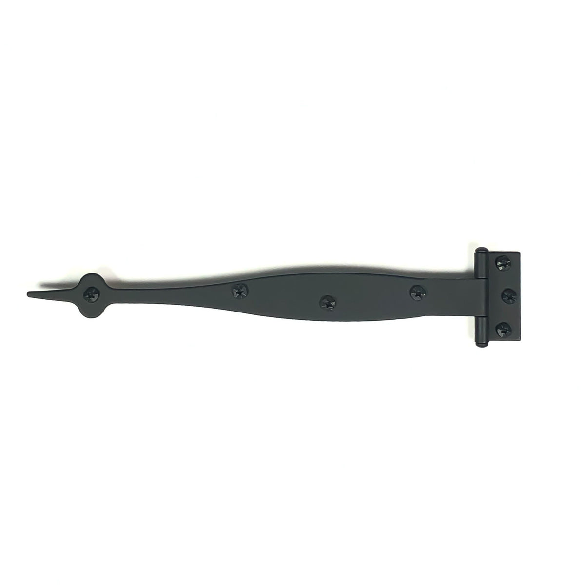 Acorn AI4BQ: 9" Spear Cabinet Strap Hinge w/3/8" Offset (pair) - Black Smooth Iron