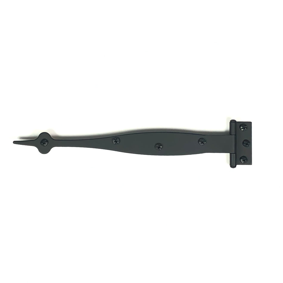 Acorn AI4BQ: 9" Spear Cabinet Strap Hinge w/3/8" Offset (pair) - Black Smooth Iron