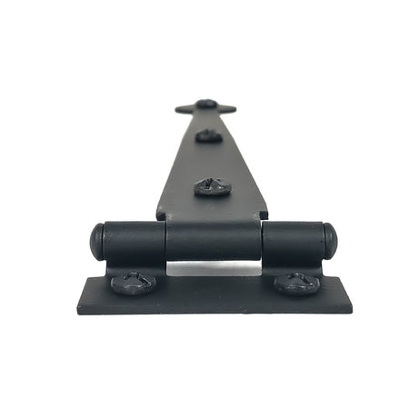 Acorn AIWBQ: 6" Bean Cabinet Strap Hinge with 3/4" Offset (pair) - Black Smooth Iron