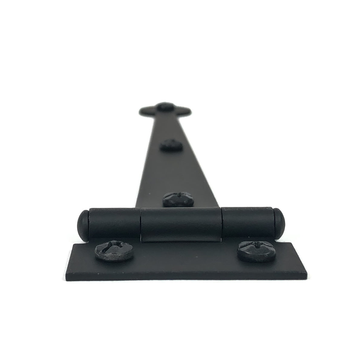 Acorn AIXBQ: 6" Flush Mount Bean Cabinet Strap Hinge (pair) - Black Smooth Iron