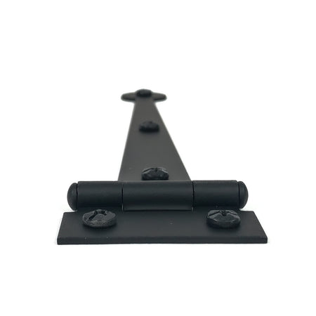 Acorn AIXBQ: 6" Flush Mount Bean Cabinet Strap Hinge (pair) - Black Smooth Iron