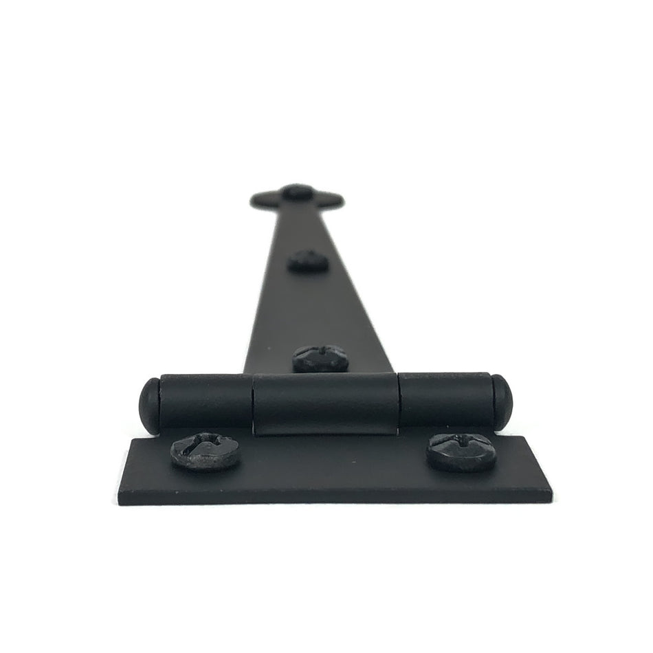 Acorn AIXBQ: 6" Flush Mount Bean Cabinet Strap Hinge (pair) - Black Smooth Iron
