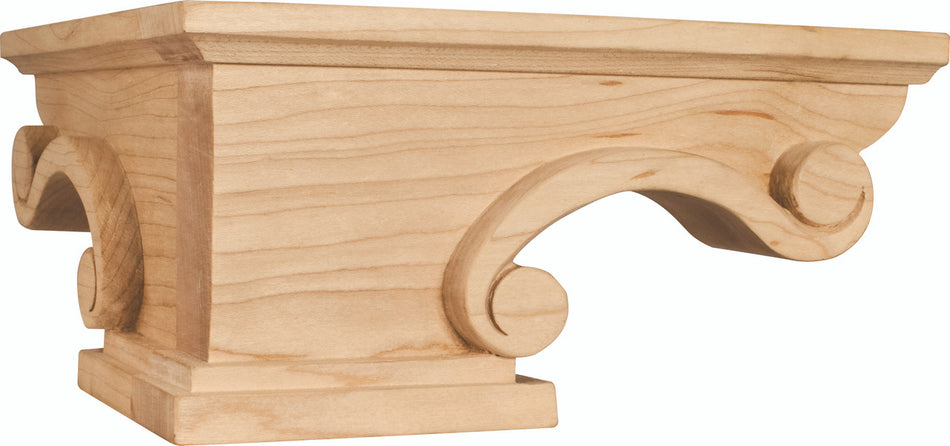 Hardware Resources PFCS2-MP: 8-1/4" x 8-1/4" x 4-1/2" Scrolled Corner Foot - Maple