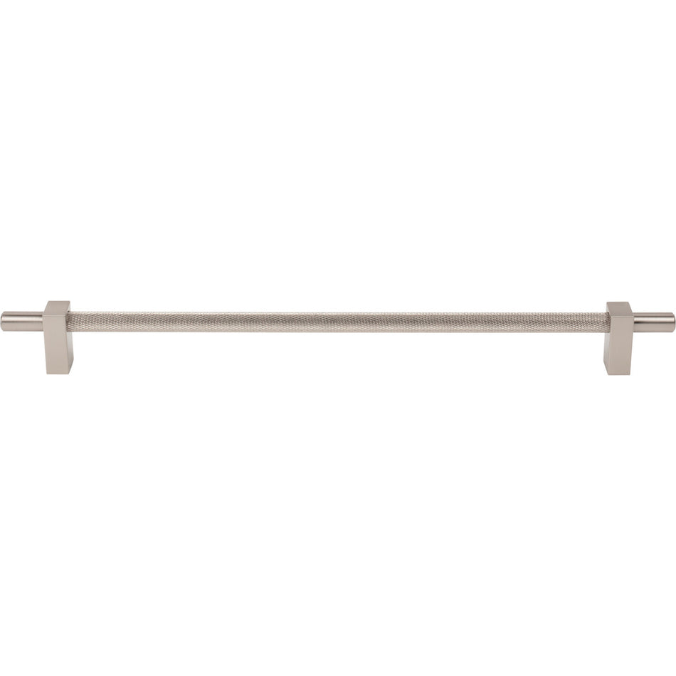 Jeffrey Alexander 598-305SN: 305mm cc Larkin Knurled Center Bar Cabinet Pull - Satin Nickel