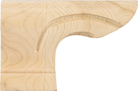 Hardware Resources PFL-RW: 6" x 1-1/8" x 4" Rounded Left Pedestal Foot - Rubberwood