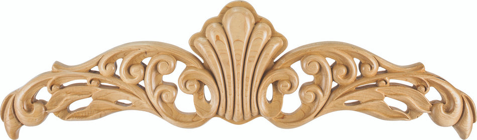 Hardware Resources ONL-04-20RW: 20" x 3/4" x 5-3/4" Art Nouveau Onlay - Rubberwood