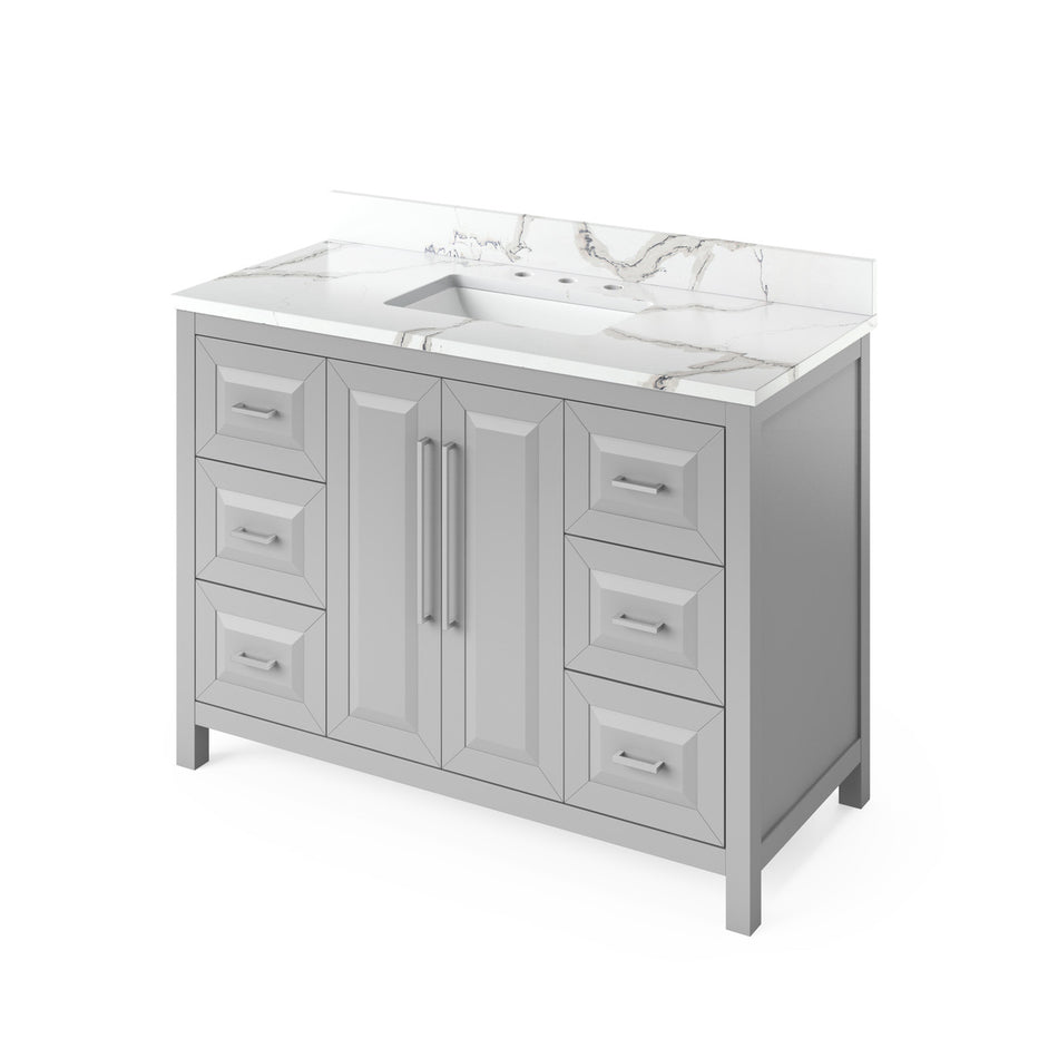Jeffrey Alexander 48" Cade Single Bowl Vanity - Grey Cabinet with Calacatta Vienna Quartz Top