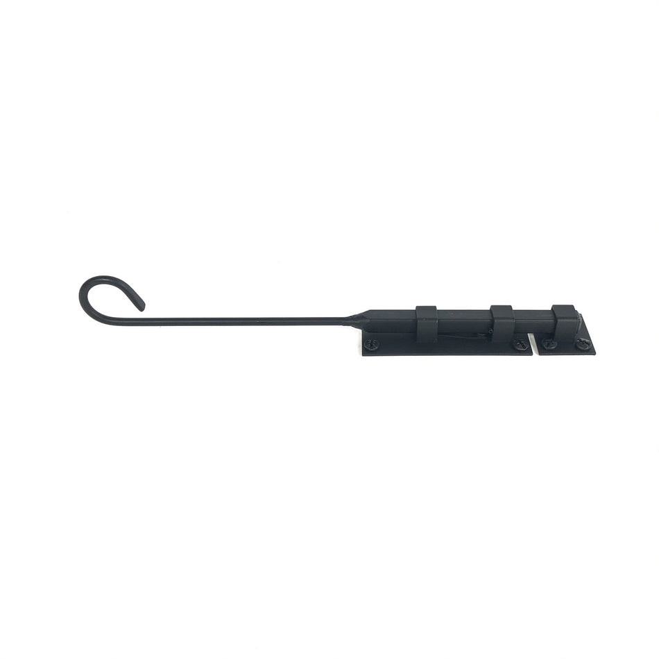 Acorn ALGBP: 12" Cane Bolt - Black Smooth Forged Iron