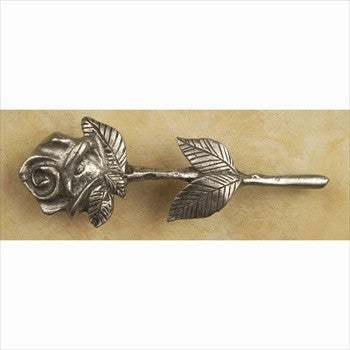 Anne At Home 426: 3" cc Rose w/Stem & Leaves Cabinet Pull