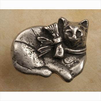 Anne At Home 580: 1-1/4" Calico Cat Cabinet Knob - Right Facing
