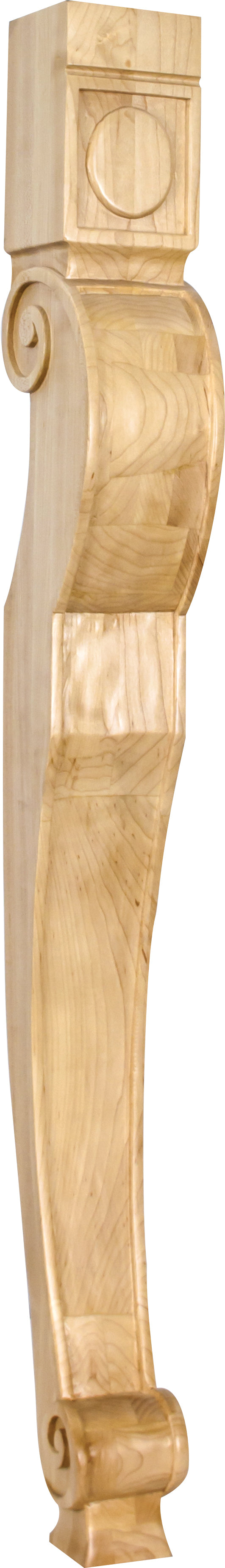 Hardware Resources LEGD-2RW: 3-1/2" x 3-1/2" x 35-1/2" Baroque Leg - Rubberwood
