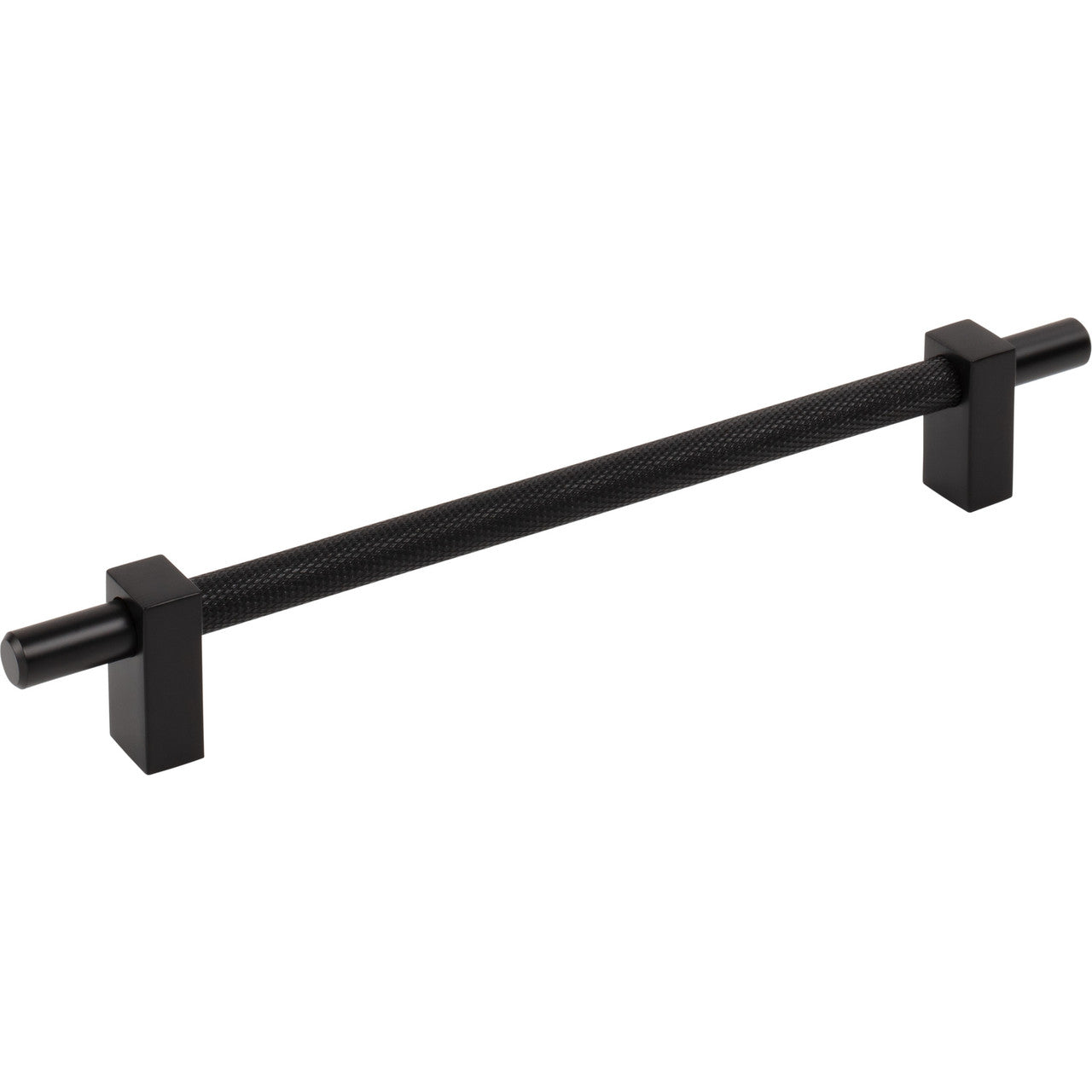 Jeffrey Alexander 598-192MB: 192mm cc Larkin Knurled Center Bar Cabinet Pull - Matte Black