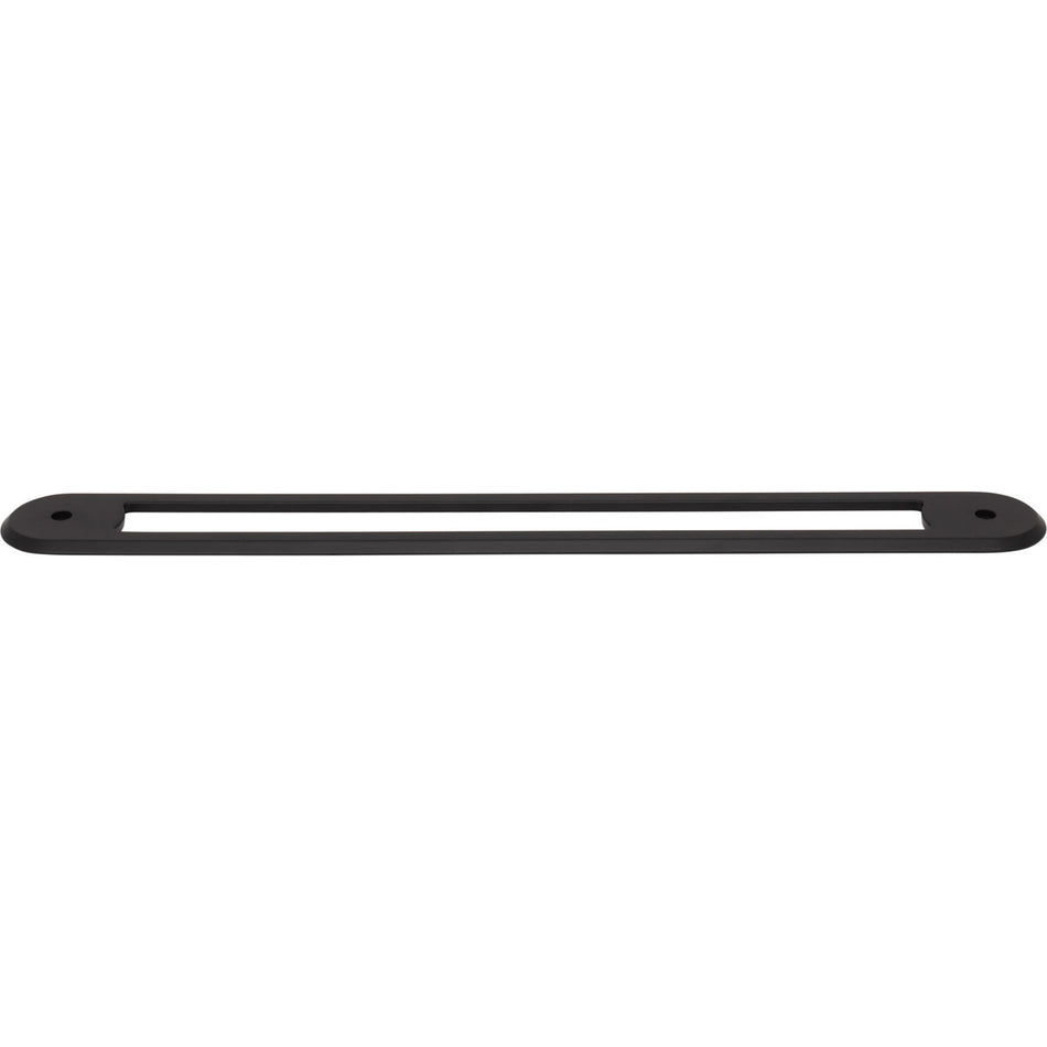 Top Knobs TK3359BLK: 18" cc Brockwell Oval Backplate - Flat Black