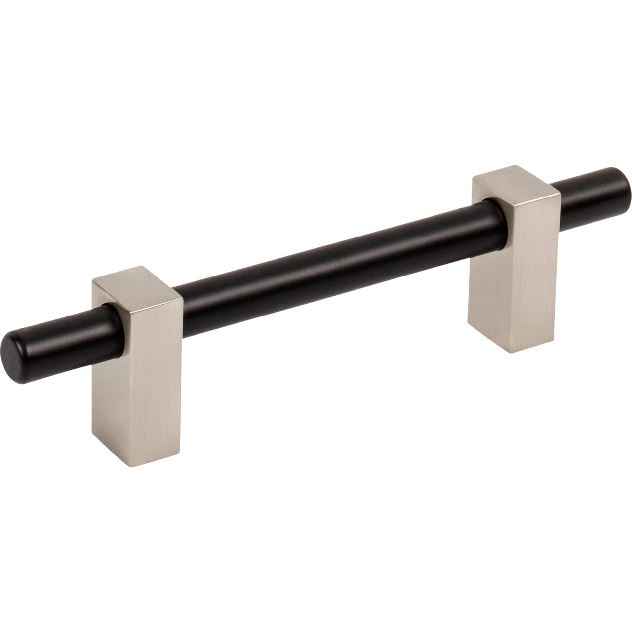 Jeffrey Alexander 478-96MBSN: 96mm cc Larkin Bar Cabinet Pull - Satin Nickel/Matte Black