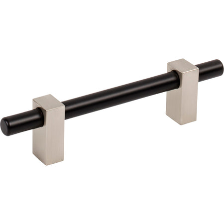 Jeffrey Alexander 478-96MBSN: 96mm cc Larkin Bar Cabinet Pull - Satin Nickel/Matte Black