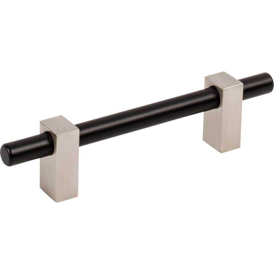 Jeffrey Alexander 478-96MBSN: 96mm cc Larkin Bar Cabinet Pull - Satin Nickel/Matte Black