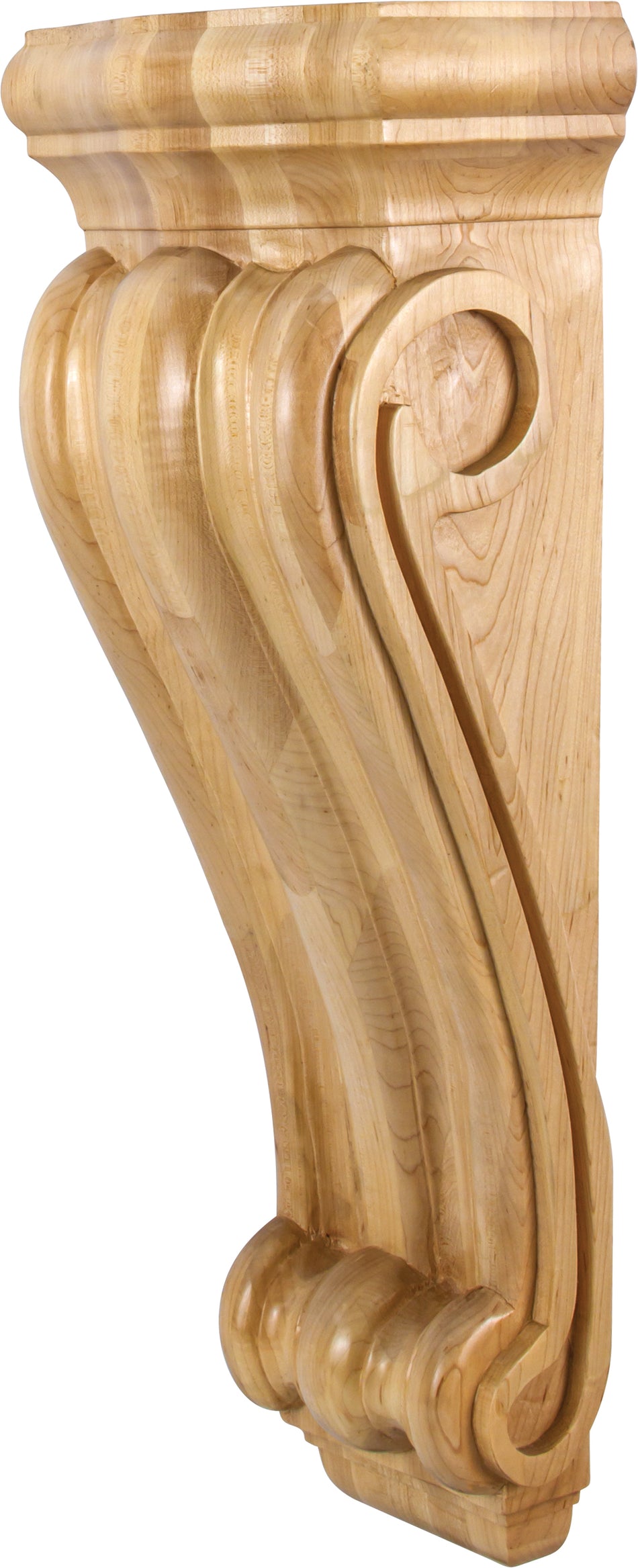 Hardware Resources CORN-5MP: 8-1/2" x 5-5/8" x 22" Scrolled Corbel - Maple