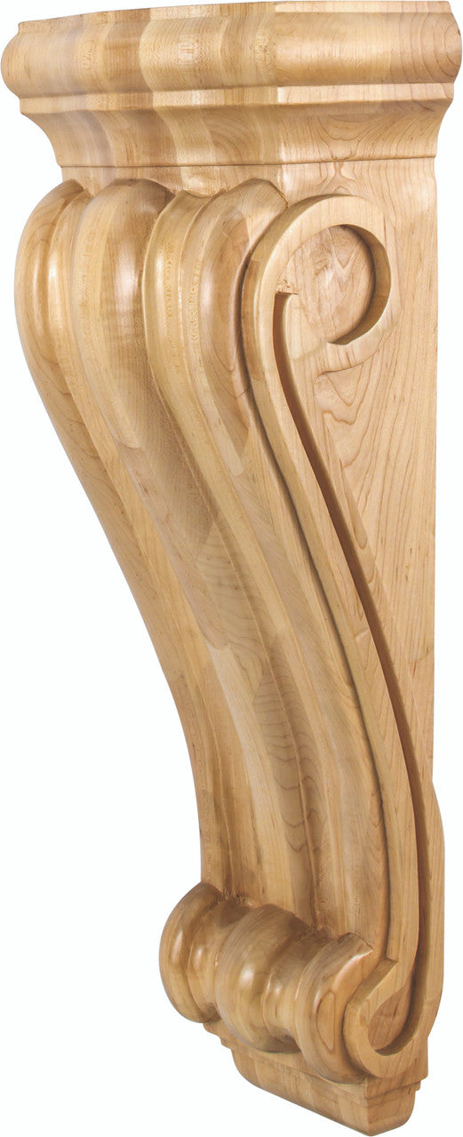 Hardware Resources CORN-5ALD: 8-1/2" x 5-5/8" x 22" Scrolled Corbel - Alder