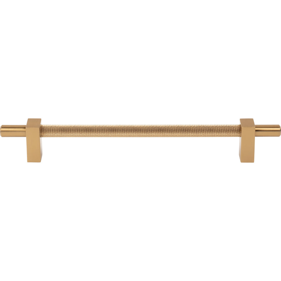 Jeffrey Alexander 598-192SBZ: 192mm cc Larkin Knurled Center Bar Cabinet Pull - Satin Bronze