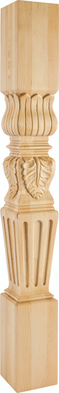 Hardware Resources P29-42MP: 5" x 5" x 42" Fluted Acanthus Post - Maple