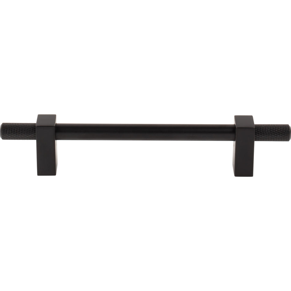 Jeffrey Alexander 698-128MB: 128mm cc Larkin Knurled Ends Bar Cabinet Pull - Matte Black