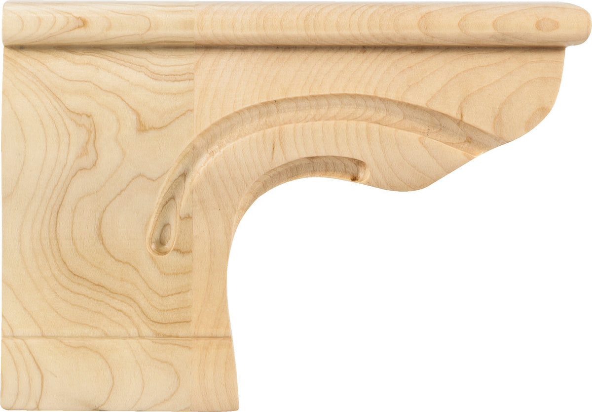 Hardware Resources PFL-B-MP: 6-3/8" x 1" x 4-1/2" Beaded Left Corner Pedestal Foot - Maple