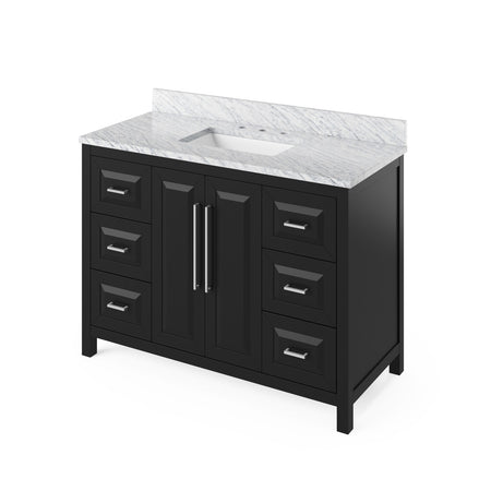 Jeffrey Alexander 48" Cade Single Bowl Vanity - Black Cabinet with White Carrara Marble Top