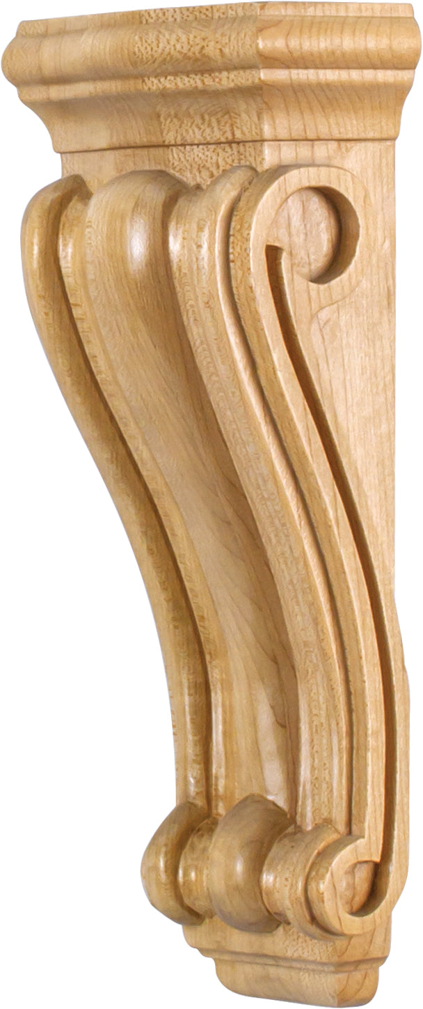 Hardware Resources CORN-3RW: 3-3/4" x 2-3/8" x 10" Scrolled Corbel - Rubberwood