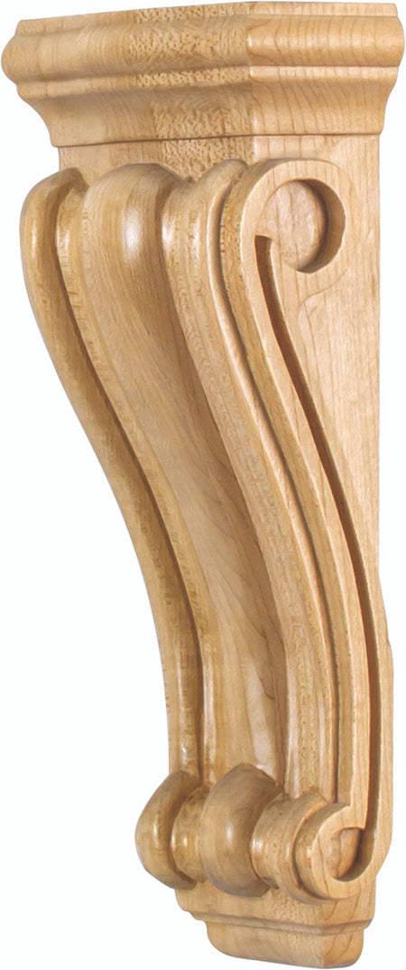 Hardware Resources CORN-3RW: 3-3/4" x 2-3/8" x 10" Scrolled Corbel - Rubberwood
