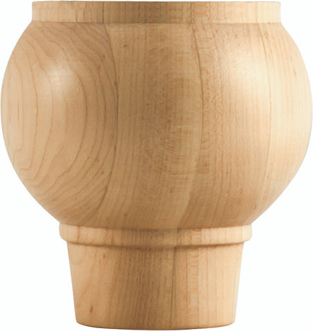 Hardware Resources BF14-5-RW: Round Tapered Bun Foot - Rubberwood