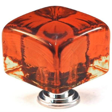 Cal Crystal ARTX-CLA: 1-1/4" ARTX Cube Cabinet Knob - Amber