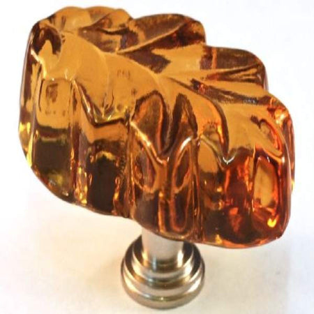 Cal Crystal ARTX-L2A: 1-1/4" ARTX Oak Leaf Cabinet Knob - Amber