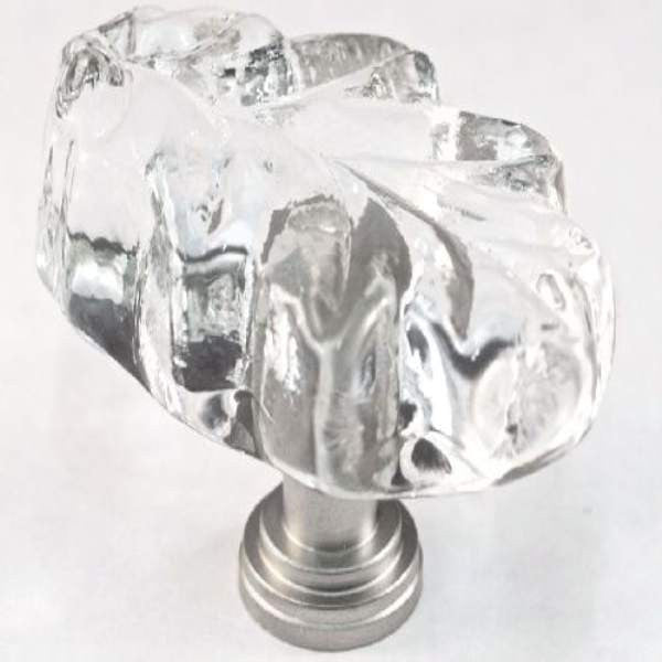 Cal Crystal ARTX-L2C: 1-1/4" ARTX Oak Leaf Cabinet Knob - Clear