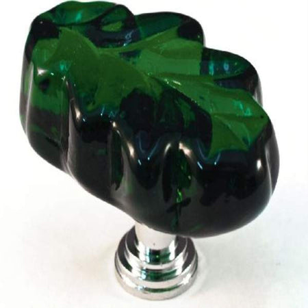 Cal Crystal ARTX-L2G: 1-1/4" ARTX Oak Leaf Cabinet Knob - Green