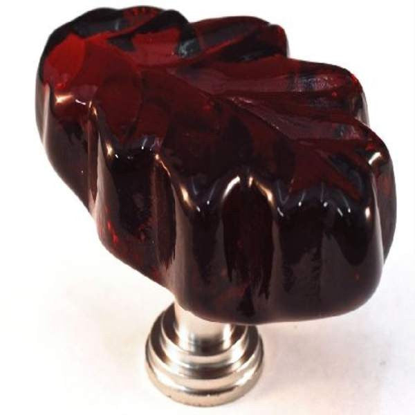 Cal Crystal ARTX-L2R: 1-1/4" ARTX Oak Leaf Cabinet Knob - Red