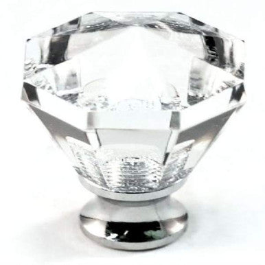 Cal Crystal M13-27: 1-1/16" Octagon Cabinet Knob - Clear Crystal