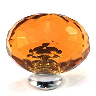 Cal Crystal M30-AMBER: 1-3/16" Sphere Cabinet Knob - Amber Crystal