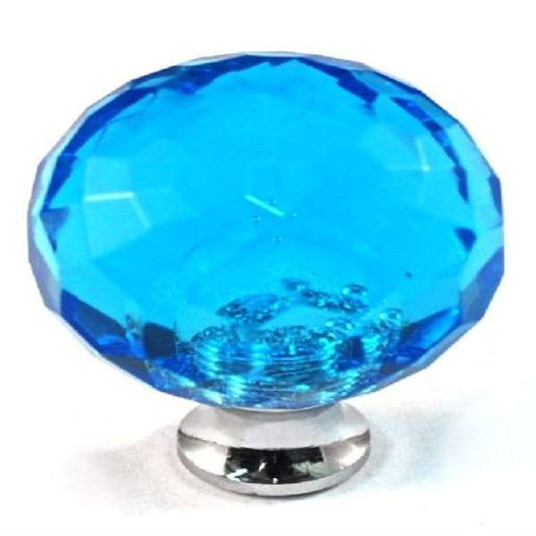 Cal Crystal M30-AQUA: 1-3/16 Sphere Cabinet Knob - Aqua Crystal