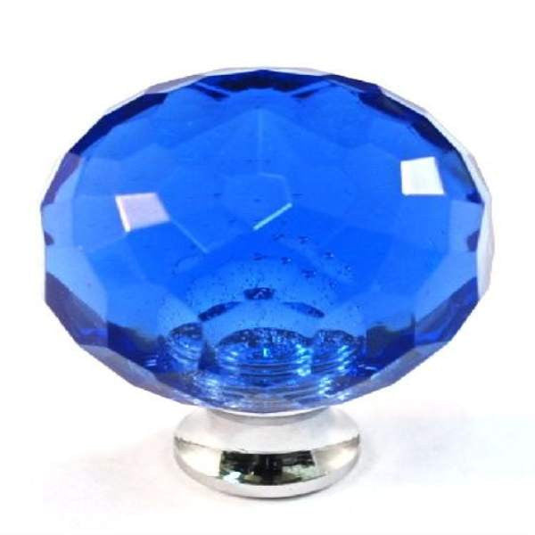 Cal Crystal M30-BLUE: 1-3/16 Sphere Cabinet Knob - Blue Crystal