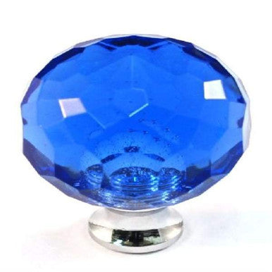 Cal Crystal M30-BLUE: 1-3/16" Sphere Cabinet Knob - Blue Crystal