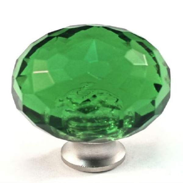 Cal Crystal M30-GREEN: 1-3/16 Sphere Cabinet Knob - Green Crystal