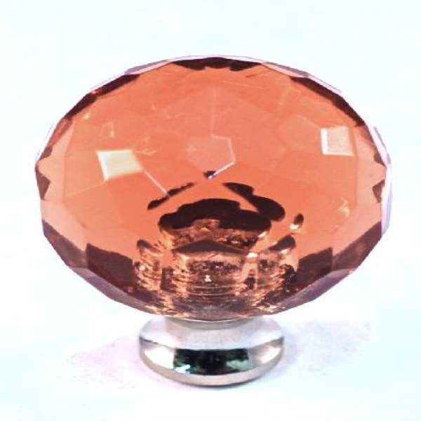 Cal Crystal M30-PINK: 1-3/16 Sphere Cabinet Knob - Pink Crystal
