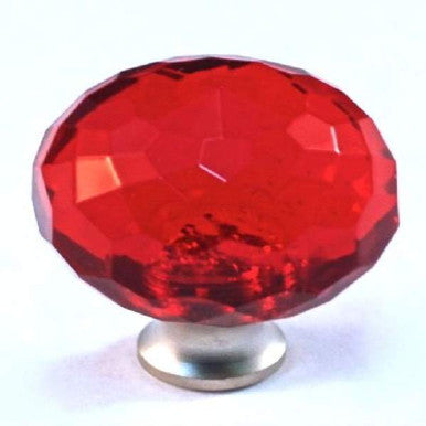 Cal Crystal M30-RED: 1-3/16" Sphere Cabinet Knob - Red Crystal