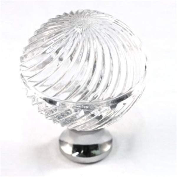 Cal Crystal M30S: 1-3/16 Swirled Cabinet Knob - Clear Crystal