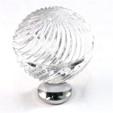 Cal Crystal M30S: 1-3/16" Swirled Cabinet Knob - Clear Crystal