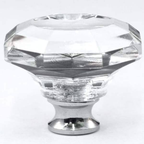 Cal Crystal M994: 1-1/4 Octagon Cabinet Knob - Clear Crystal