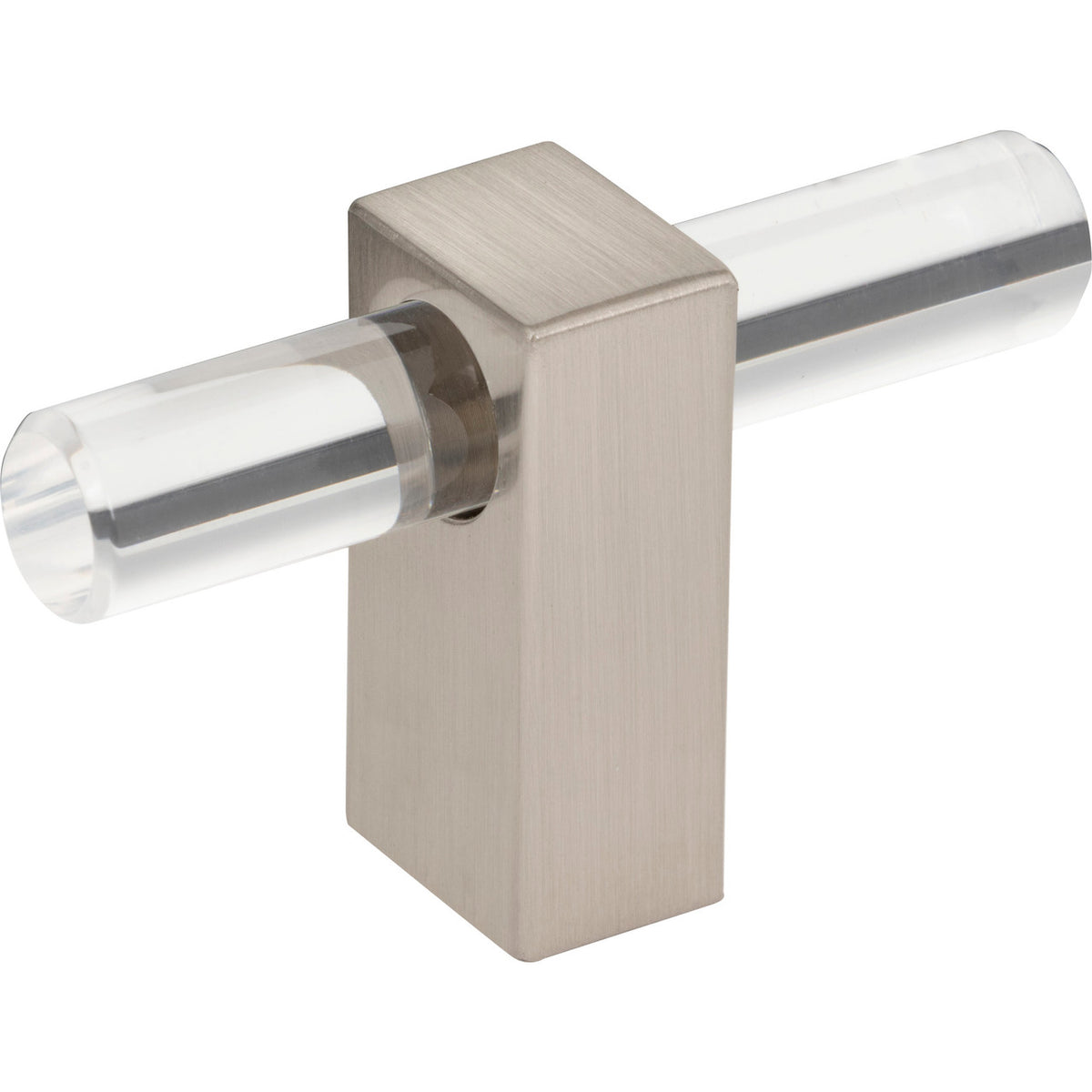 Jeffrey Alexander 578T-SN: 2-3/8" Spencer T-Bar Cabinet Knob - Satin Nickel/Clear Acrylic