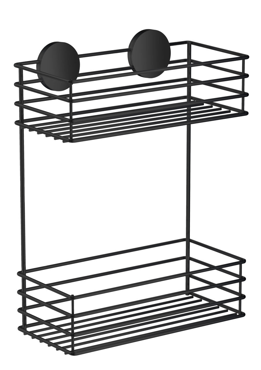 Smedbo BB1202: Beslagsboden Wall-Mount Double Shower Basket - Matte Black
