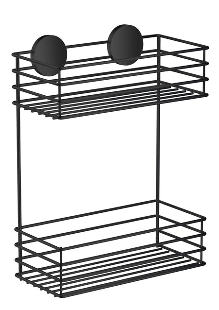 Smedbo BB1202: Beslagsboden Wall-Mount Double Shower Basket - Matte Black