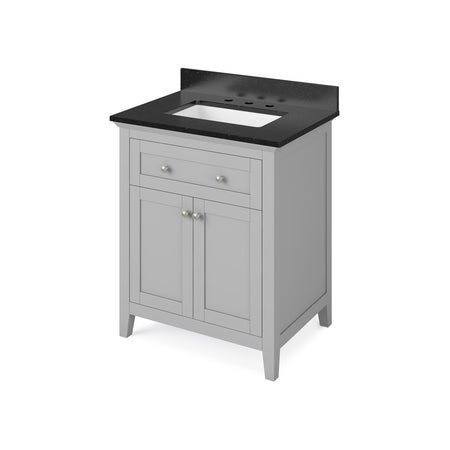 Jeffrey Alexander 30" Chatham Single Bowl Vanity - Grey Cabinet with Black Granite Top